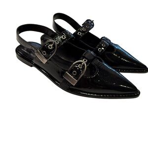 Vince Camuto Faye Women’s Black Patent Leather Shoes Sz 6M Mary Janes NEW